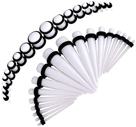 Huacan Boom 36 Stück Ohrdehner, 18 Stück Ohrringe, Ohrstecker, Tunnel, konisch + 18 Stück Plug, Dehnstäbe, Acryl, 1,6 mm-10 mm