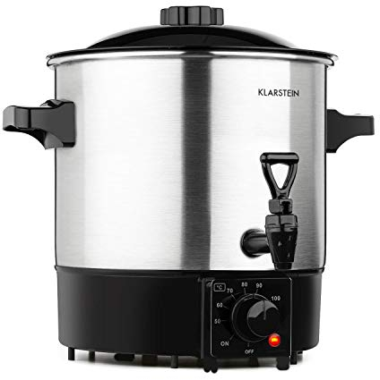 Klarstein Biggie Eco Automatic Preserving Cooker & Beverage Dispenser - 1000 Watts, Temperatures: 30-100° C, 9 Lt Useful Volume, Tap, Indicator Light, Includes Insert Grid, Easy Operation - Silver