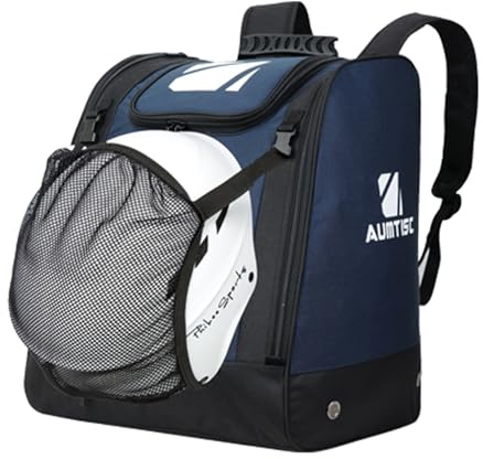 AUMTISC Sac à Dos de Ski, Sac à Chaussures de Ski, Sac de Sport, Sac de Voyage, Sac de Rangement pour Vestes, Casques, Lunettes œillets d'aération, évacuation de la Neige (Blue)