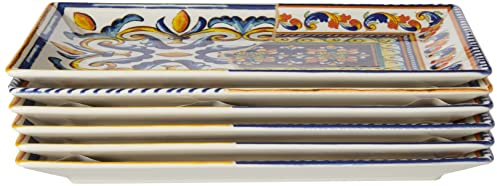 H&h Positano Set aus 6 rechteckigen Tellern 25x15, Steinzeug