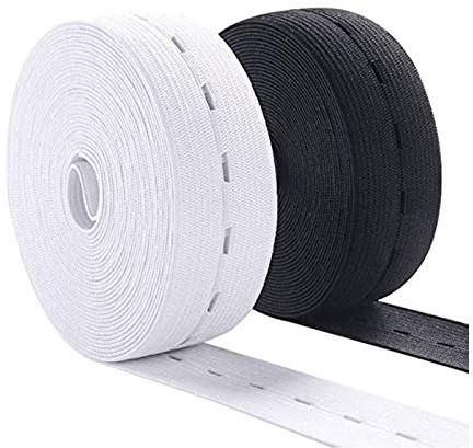 2 Rollen 6 Meter Knopfloch Elastische Spule zum Nähen, Stricken, Taillenbändern (6M x 25MM)