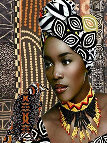 ZHXXFD Malen Nach Zahlen Erwachsene Ohne Rahmen Landschaft Afrikanische Frau Malen Nach Zahlen Kinder Anfänger Diy Handgemalt Ölgemälde Leinwand Set 40X50Cm(D119)