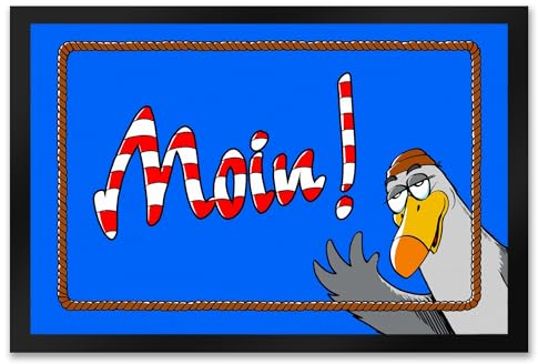 Moin Leuchtturm Fußmatte XXL in 50x75 cm mit Möwe Nordsee Geschenk für Seefahrer Schiffstau Möve mit Schrift im Leuchtturm Design Geschenk für Seefahrer Seebär Fußabtreter