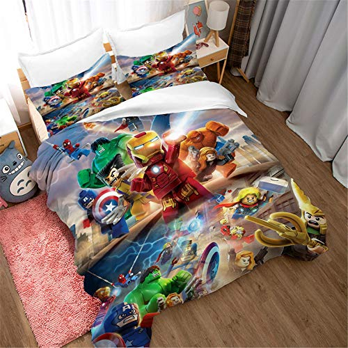 Ste-X Easy Care Duvet Cover Set | Double Bed Size |Cartoon Movie Children Bedding (200x200cm(Double),iron Man)