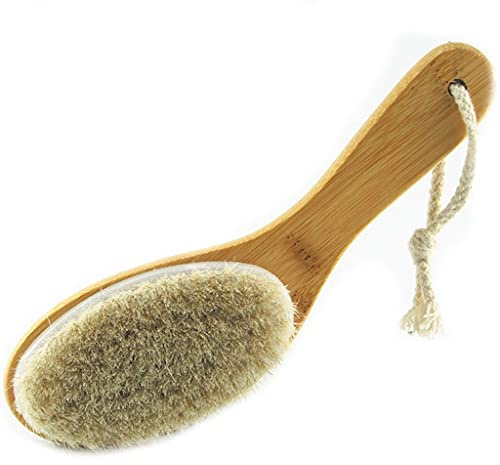 DXIUMZHP Body Brush Shower Rückenbürste Mit Rosshaarborsten Aus Bambus Rutschfester Griff, Peeling, Durchblutung Anregen (Color : Natural, Size : 9.8 * 2.8inches*1)