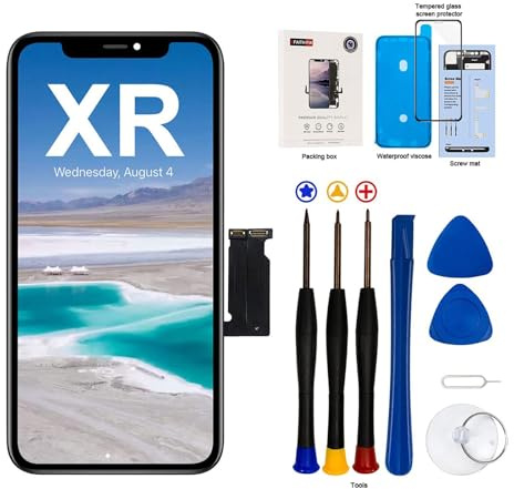 EFaith Pantalla para iPhone XR LCD,6,1 Pulgadas 3D Toque Display Digitalizador Táctil Vidrio con reparación Herramientas Pegatina Adhesiva Impermeable Compatible Modello A1984, A2105, A2106