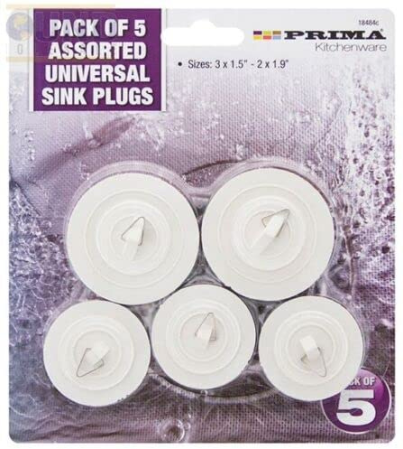 Universal Bath and Sink Plug Replacement Stopper - Heavy Duty Rubber & Metal Drain Plug for Bathroom Basin, Kitchen Sink & Bathtub - Off-White/Silver