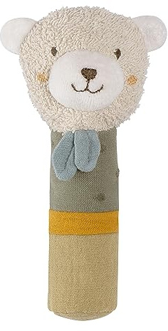 Fehn Hochet bébé NATUR Jouet Ours - Jouet de motricité avec hochet pour attraper, câliner - en coton issu de l'agriculture biologique - pour bébés et jeunes enfants à partir de 0+ mois