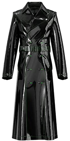 Dammode utomhus våt look kläder trenchcoat regnrock regnskydd regnkläder svart PU-läder bär PVC, Svart – PVC – dam matrixrock, 4XL