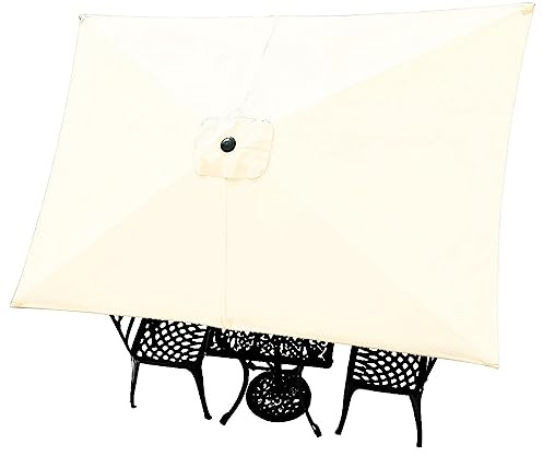 Toile De Rechange Pour Parasol 3.0m * 2m, Housse De Remplacement Carrée Pour Parasol 6 Baleines, Auvent De Rechange Pour Parasol De Marché Et De Terrasse Extérieure (Toile Uniquement)(Couleur:Blanc ca