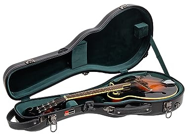 Crossrock Fiberglass Mandolin Case-Universal Designed for Both A and F Style, with Accessory Compartment, Backpack Straps, TSA Lock-Black (CRF2020MAFBK)