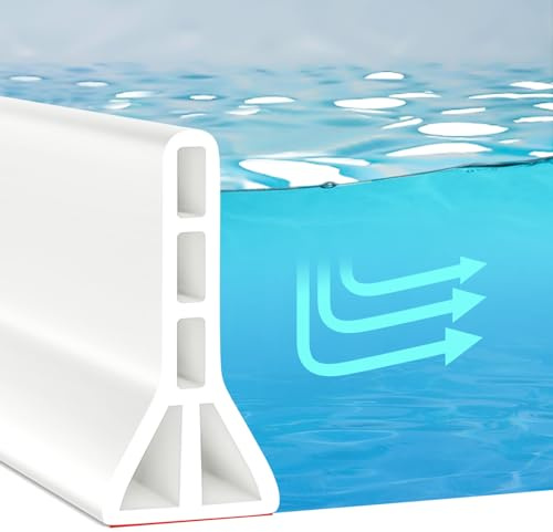 (Upgraded) 3” High Shower Threshold Water Dam 67 Inch Collapsible Shower Barrier Water Barrier Shower Water Stopper Shower Water Guard Dry and Wet Separation for Bathroom Kitchen and More(5.6ft)