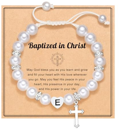 UNGENT THEM Baptism Gifts for Girl, Catholic Christening Religious Christian Easter Gifts Cross Bracelet for Girls Goddaughter