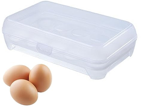 PW TOOLS Eierbox, Eierbehälter für Kühlschrank, Eier Aufbewahrung Kühlschrank, Eierhalter, Eierkarton, Eiertransportbox, Eier Aufbewahrungsbox, Eier Behälter mit Deckel für 15 Eier