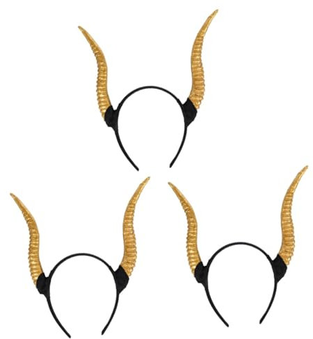 Didiseaon 3pcs Croissant Headband Barrettes for Women Sheep Horn Headband Sheep Antelope Horns Ram Horns Headpiece Animal Birthday Party Headpiece Costume Man Plastic Holiday Items Halloween