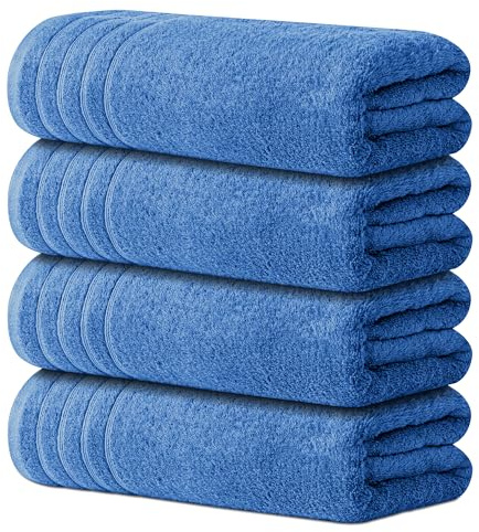 Avalon Towels Bath Towels Set of 4, Size 30 x 60 Inches - 60% Cotton, 40% Viscose Made from Bamboo, Soft and Absorbent, Quick Drying, Lightweight, Perfect for Daily Use