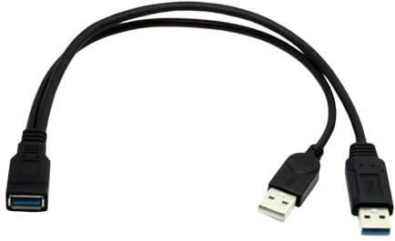 NFHK Cavo di prolunga USB 3.0 femmina a doppio USB maschio, per hard disk mobile da 2,5 pollici, colore nero