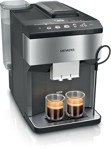 Siemens, Cafetera totalmente automática, EQ500, Home Connect, aromaDouble Shot, autoMilk Clean, ceramDrive, coffeeSelect Display, OneTouch DoubleCup, acero inoxidable/negro, TP516RX3