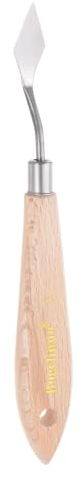 sourcing map No.1 Painting Palette Knife Stainless Steel Pointy Spatula Pallet Knife with Beech Wood Handle for Oil Acrylic Paint Canvas Mixing Spreading
