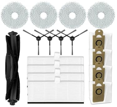 JOYSOG Vacuum Cleaner Accessories for Proscenic M9 Robot Vacuum Cleaner 1* Main Brush +4* Side Brush +4* Filters +4* Mop Pads +4* Dust Bag Replacement Parts
