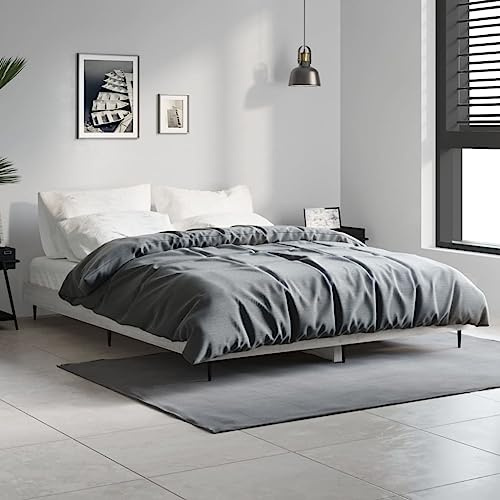 CKioict Palettenbett Modernes Bettgestell Jugendbett Bettgestell Grau Sonoma 140x190 cm HolzwerkstoffGeeignet für Gästezimmer, B&Bs, Schlafzimmer