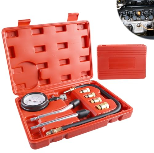 Moteurs Testeur de Compression Kit: PRITOK Kit D'outils de Manomètre, Kit Testeur de Compression Standard for Testing Motorcycle Car Auto Motorcycle Gas Engine Automotive M10 M12 M14 M18