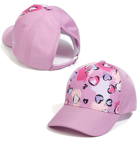 YAMEE Berretto da Baseball per Ragazze Cappellini da Baseball Coda di Cavallo Estivi Traspirante,Cappello Bambino Bambini Cappello da Sole Cotone con Protezione UV,Sport Vacanza Spiaggia All'aperto