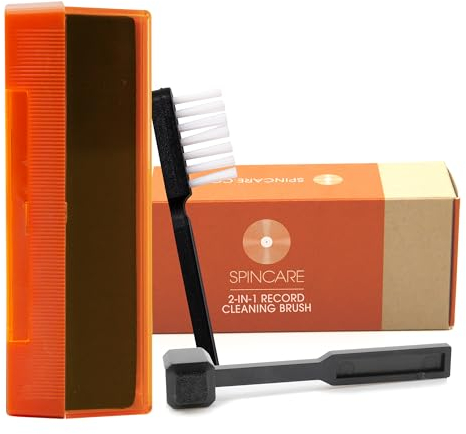 Cepillo de Limpieza de Vinilos y Agujas | SPINCARE Kit de Cuidado 2 en 1 | Almohadilla de Terciopelo | Cepillo para Agujas de Fibra de Carbono | Cubierta Protectora | Set de Cuidado Antiestático