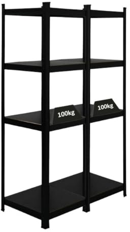 PROREGAL Mega Deal 2X All Black Series Schwerlastregal Ragnar HxBxT 150x45x45cm Fachlast 100kg Matt Schwarz, Kellerregal, Steckregal, Garagenregal, Lagerregal