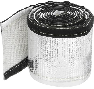QUARKZMAN 3mm Gaine Thermique en Aluminium 0,98 ID x 10Ft Manchon Thermique en Fibre de Verre Métallique en Aluminium pour Lignes de Carburant, Câbles et Câblage Électrique