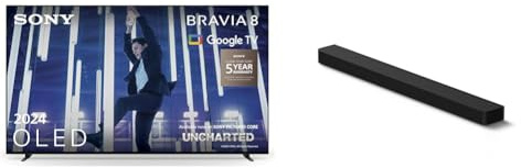 Sony BRAVIA 8 OLED, K65XR80, 65 Inch 4K HDR Google Smart TV (2024) 120Hz, 5 Year Warranty + Sony BRAVIA Theatre Bar 8 – Dolby Atmos® single soundbar, 13 speakers 360 Spatial Sound Mapping, HT-A8000