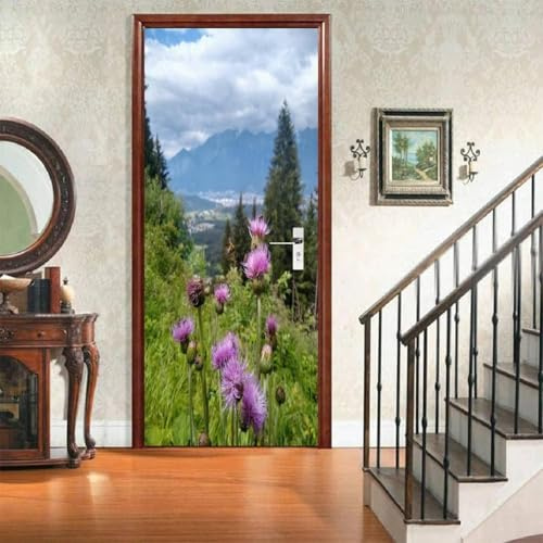 Türtapete Selbstklebend 85x200 Natürliche Landschaft Türposter Blumen Fototapete Türfolie Türklebefolie Wasserdichte für Türwand Dekoration Tapete a.2592