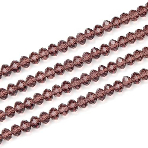 5 Strands Czech Faceted Rondelle Crystal Glass Loose Beads 6mm Spacer Bulk Burgundy (420-430pcs) for DIY Jewelry Craft Making CCR611