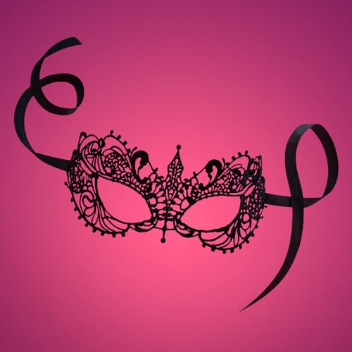 PRECORN - 4er Set Venezianischer Spitzenmasken Maske Spitze für Damen, Schwarze Sexy Lace Augenmasken Maskerade für Fasching, Karneval, Halloween, Party, uvm.