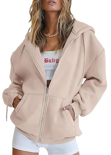 amropi Sweat-Shirt Femme Sweat à Capuche Zippé Hoodie Sport Veste Manche Longue Manteau Kaki,S