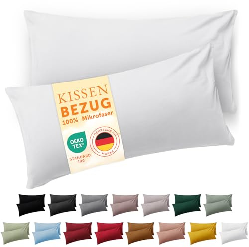 Blumtal Kissenbezug 50 x 60cm, 2 Stück - Oeko-TEX zert. Kissenbezüge 100% Mikrofaser in extra weich & waschmaschinenfest - Bezug Kissen Weiß