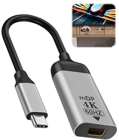 Qaum USB C to Mini DP Displayport Cable Adapter 4k@60hz DP Female to Type-C Male Audio Video Short Cable Adaptor Converter for Tablet, Phone, Laptop, Monitor, Display, Projector