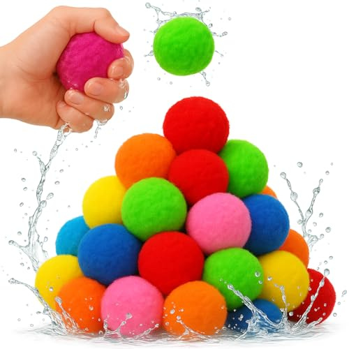ROHSCE Reusable Sponge Water Balls for Kids, 50PCS Splash Balls