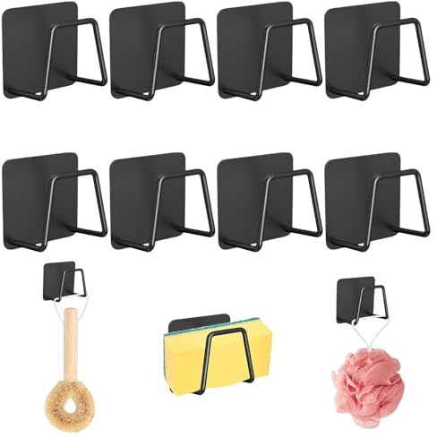 ClcIosis 8 Stück Schwammhalter Spülbecken, Ohne Bohren Sponge Holder Kitchen Sink, Spülschwammhalter schwammhalter küche mit Klebepad Rostfrei Vielseitig für Klebehaken Küchen Organizer Küche