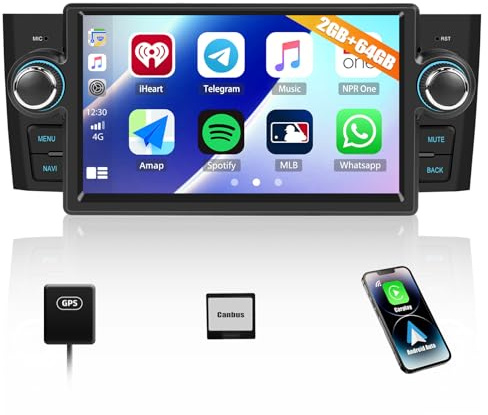 2G+64G Android 13 Car Stereo for Fiat Punto 2005-2009 / Linea 2007-2011 with Wireless Carplay Andriod Auto Head Unit, 7 inch IPS HD Touch Screen Car Radio Bluetooth GPS Navigation WIFI FM RDS