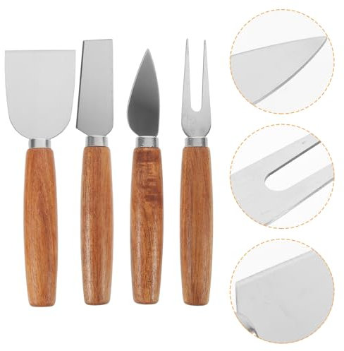 MUCKLILY 4piezas Espátulas Para Queso Tenedor Mango De Madera Herramientas De Charcutería Accesorios Para Tabla De Quesos