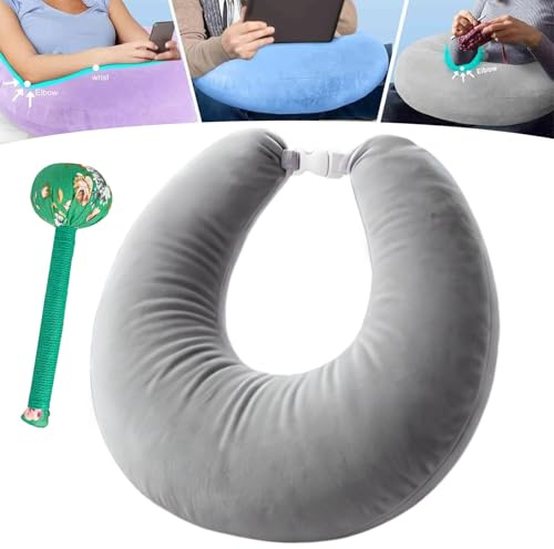 Vgpbphj Coussin Ergonomique - L’allié Confort de Vos Moments Créatifs, Coussin Ergonomique pour Tricoter ou Crocheter, Oreiller de Lecture lit Adulte (Grey)