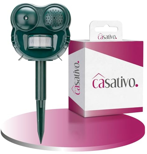 Casativo 2er-Set 2in1 Ultraschall Tierschreck mit LED-Blitzicht und PIR-Bewegungsmelder, 70 m² - Tierabwehr gegen Katzen, Hunde und Wildtiere