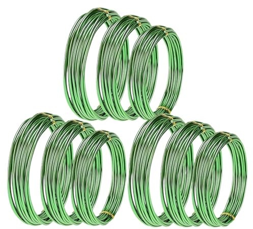 Alambre de Aluminio para Bonsái 9 rollos de alambre de aluminio for entrenamiento de bonsái, 3 tamaños (1,0 mm, 1,5 mm, 2,0 mm), 45,7 m (147 pies)(Green-9 Rolls)
