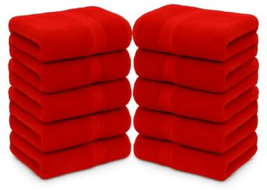 Homeable Premium 100% Baumwolle Handtücher Set (50x90 cm) 10 Stück, Weich & Saugfähig Schnell Trocknend Waschbar Langlebig & Öko-Tex Zertifiziert Ideal für Badezimmer Hotel (Rot)