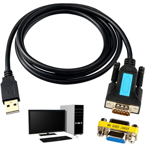 iwui USB auf RS232 Adapter mit Prolific PL2303 Chipsatz, 2 m | USB 2.0 Stecker auf DB9 Seriell Stecker mit DB9 Buchse, Kompatibel mit Windows 10/8/7/Vista/XP, Mac OS und Linux