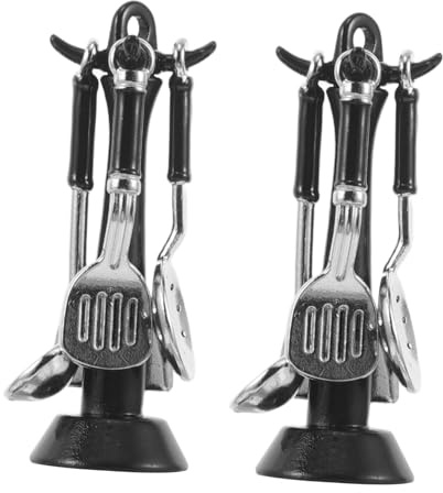 CORHAD 2 Ensembles Ustensiles Miniatures de Cuisine pour Maison de Poupée avec Spatule Louche et Passoire Accessoires Réalistes Alliage pour Jeux de Rôle et Décoration de Cuisine