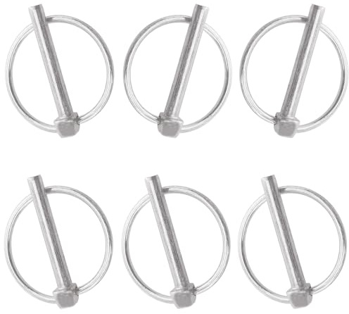 Runde Klappsplinte 6 Stück, Klappsplinte 12mm x 80mm, Verzinkter Sicherungssplint mit Federhalterung, Sicherungsbolzen, Für Anhänger, Traktoren, Fahrrad, Boot, Silber