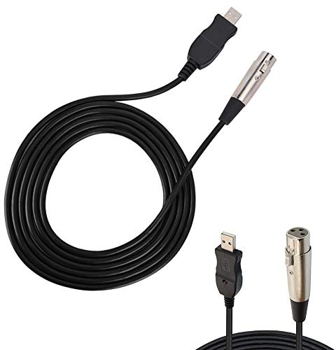 Keenso Cable Adaptador USB XLR de 2,8 M con Luz LED para Grabación por Computadora, Plug and Play, Adecuado para // Usuarios