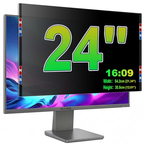 ruord Magnetischer Sichtschutzfolie für 24 Zoll 16:9 Monitor | Blaulichtfilter & Blendschutz, Abnehmbar Blickschutzfolie | Beidseitig Verwendbarer Acryl-Blickschutzfilter